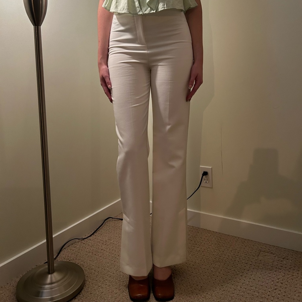 ZARA White Dress Pants with Kickflare and Slits at Bottom | Women’s Size XS - Picture 2 of 8